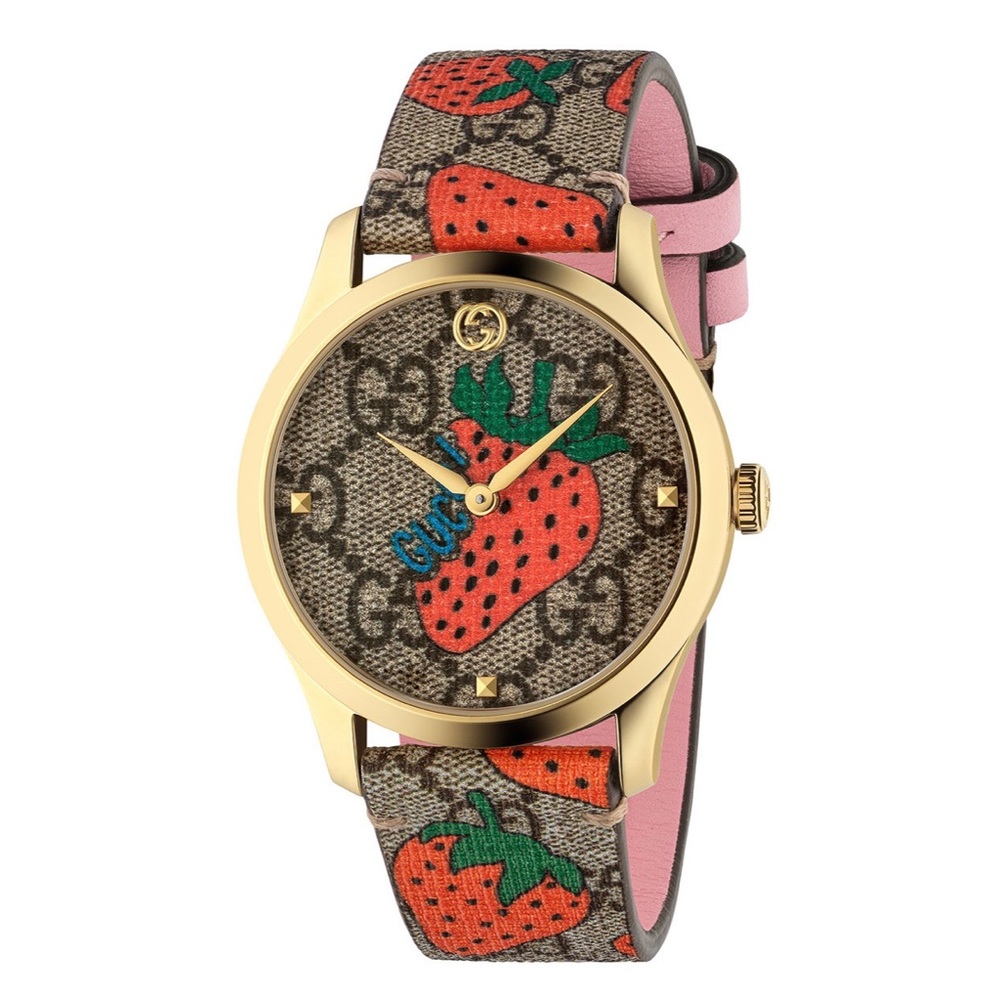 🍓 GUCCI 38mm G-Timeless Strawberry Watch 🍓